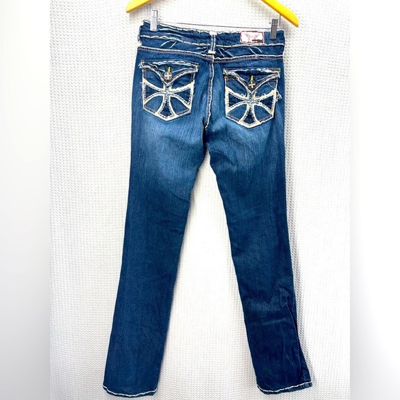 Laguna Beach Co Denim - Vtg Laguna Beach Jeans Co Dark Women's Size 27- Y2K Embellished Crosses 2000’s